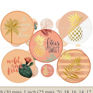 images digitales cabochon ananas palmier cactus images bijoux, collage digital, images cabochon 30 mm 25 mm 20 mm 18 mm 16 mm 14 mm 12 mm