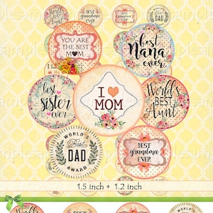 Family Quotes Cabochon afbeeldingen Digitale Download, Hanger Collage Afbeeldingen, 1,5 inch, 1,2 inch grootmoeder zus vader tante Kroonkurk afdrukbaar