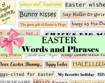 Digital collage sheet, Digital Phrase quotes Easter inspirational motivation Collage Sheet, Quote collage sheet, Easter quotes