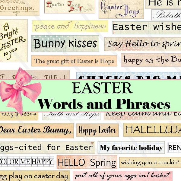 Digital collage sheet, Digital Phrase quotes Easter inspirational motivation Collage Sheet, Quote collage sheet, Easter quotes