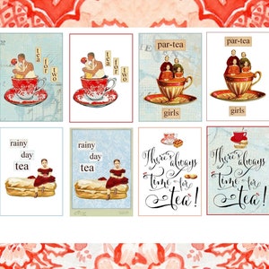 Tea Party Printable Sticker Sheet Inspirational Motivational - Print at Home Tea party Quotes paper good journal cards printable tea tags