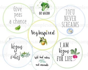 Vegan 1 inch Round I am not a Bacon 1 inch Round Images Vegan Bottle Cap Images Bottle Cap Images Vegan is magic Round Images