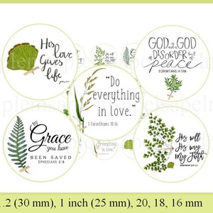 Bible Verses Digital collage sheet circles Bible Verses 1 inch circles and more sizes herbarium design for pendants
