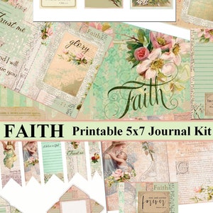 Kit diario della fede – Diario di preghiera stampabile con versetti biblici d'epoca e materiale effimero