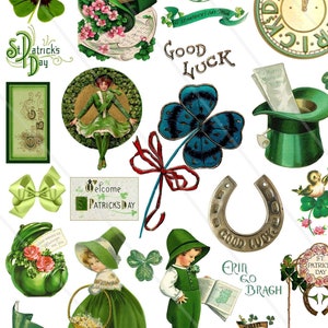 Saint Patrick's Day clipart Vintage clipart digital collage sheet printable images Saint Patrick's day Allegradigital