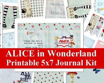 Alice in Wonderland Junk Journaling, 8 Alice Junk Journal Pages, Wonderland Kit, Alice Printables, Allegradigital