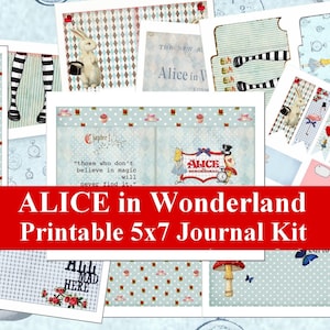 Alice no País das Maravilhas Junk Journaling, 8 páginas de Alice Junk Journal, Kit Wonderland, Alice Printables, Allegradigital