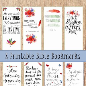 Bible Bookmarks Printable Set of 8 Printable bookmarks Scripture Bookmark Bible Verses bookmarks Inspirational Art Journal Boho Bible verses