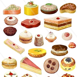 Images digitales vintage rétro pâtisserie cucake gâteaux images scrapbooking carte clipart journaling junk journal vintage thé PNG