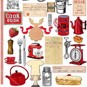 Retro Cooking clip art Vintage kitchenware clipart digital collage sheet cooking junk journal journaling recipe journal