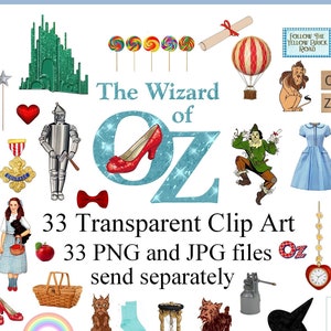 Vintage Czarnoksiężnik z Krainy Oz Clipart, Cyfrowe obrazy do tworzenia kartek, Scrapbooking, Junk Journaling, Spotlight