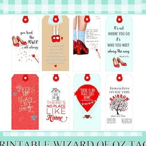 Wizard of Oz Tags printable gift tags hang tags journaling journal craft scrapbooking digital collage sheet Dorothy Ruby slippers