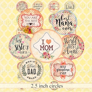 Images digitales famille maman soeur tante papa image miroir image badge image numérique images bijoux