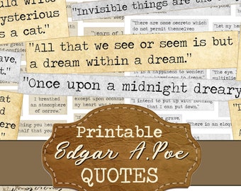 Edgard Allan Poe digital quotes and phrases Printable poems and sayings literature journal scrapbooking embellishment Poe Journal