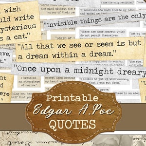 Edgard Allan Poe digital quotes and phrases Printable poems and sayings literature journal scrapbooking embellishment Poe Journal