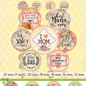 Images digitales famille maman soeur tante papa cabochon image miroir image badge image numérique images bijoux