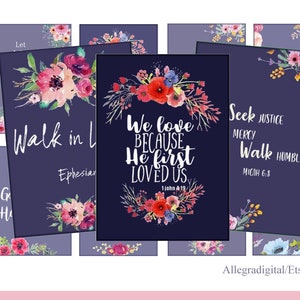 Bibelverse-Tags, Collage-Blatt, druckbare Schrift-Grußkarten, Bibelverse-Downloads, zum Ausdrucken zu Hause