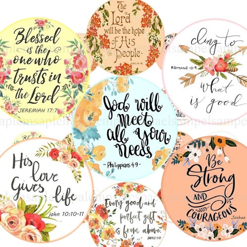 BIBLE VERSES Circles 1 1.2 Inch 25 Mm 30 Mm Printable - Etsy