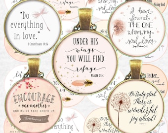 Digital collage sheet circles Bible Verses 2 inch 1.5 inch 1.2 inch 1 inch circles images, printable Bible verses Bible scripture printables