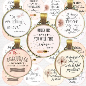Digital collage sheet circles Bible Verses 2 inch 1.5 inch 1.2 inch 1 inch circles images, printable Bible verses Bible scripture printables