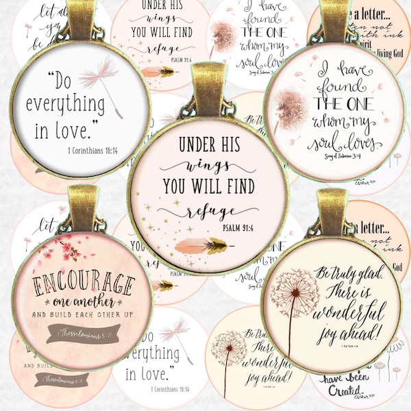 Digital collage sheet circles Bible Verses 2 inch 1.5 inch 1.2 inch 1 inch circles images, printable Bible verses Bible scripture printables