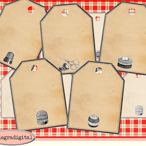 Vintage Sewing Tags printable gift tags  instant download digital Collage Sheet sewing scrapbooking journaling junk journal vintage tags