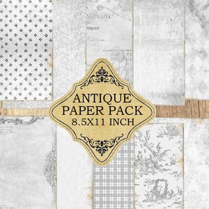 Printable Antique grey Paper Pack for junk journal,  vintage grunged paper, digital paper pack
