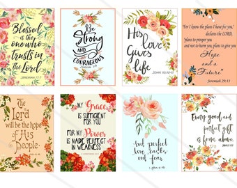 Bible Verses Tags collage sheet Printable Scripture greeting cards bible verses downloads  Print at Home