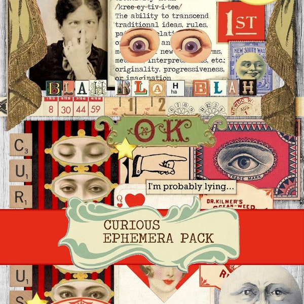 Curious Ephemera Pack – Vintage Digital Collage Sheet | Instant Download