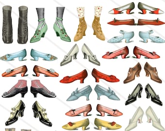 Vintage shoes slippers clipart clip art digital collage sheet victorian digital stamp vintage shoes junk journal Fussy Cut,Cricut,Scan N Cut
