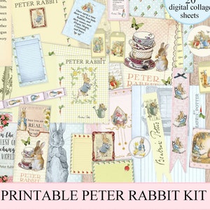 Peter Rabbit Junk journal kit Printable Scrapbooking kit junk journal paper pack elements tags paper crafting downloads digital collage