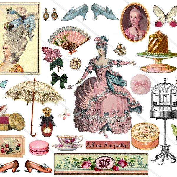 Versailles Marie Antoinette Clipart Clip Art Digital Collage Sheet Scrapbooking Images for Card Making Decoupage Pap Ephemera PNG