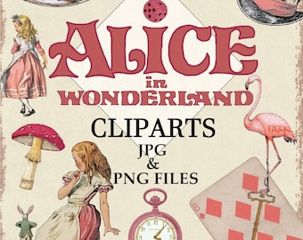 Pink Alice in Wonderland Clipart Watercolor Pink Alice Mad Hatter Tea Party Eat Me White Rabbit Illustration PNG file JPEG file