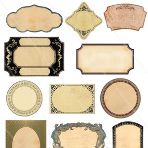 12 druckbare Etiketten, digitales Etikett, digitale Etiketten, digitale Bilder, digitale Collage, Vintage-Retro-Scrapbooking-Etikett