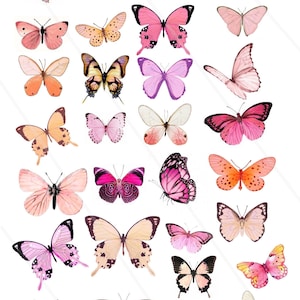 Digital Collage Sheet Butterflies wings JPEG and PNG - Instant Download butterfly Digital Scrapbook Paper butterfly Pink butterflies vintage