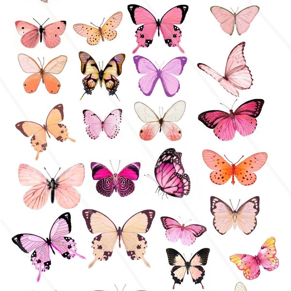 BUTTERFLIES FUSSY CUT  rosa Schmetterlinge Ausschneidebogen, Collage Papier, vintage Schmetterling Ephemera, fussy cut Junk Journal