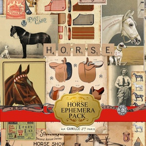 Vintage Pferd Ephemera druckbares Vintage junk journal kit vintage Papier download Journal Seiten junk journal scrapbooking