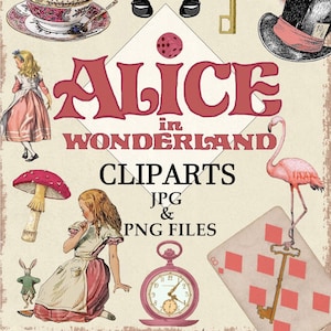 Clipart rose Alice aux pays des merveilles, images digitales Kit de clipart Alice aux Pays des Merveilles individuels scrapbooking PNG JPEG