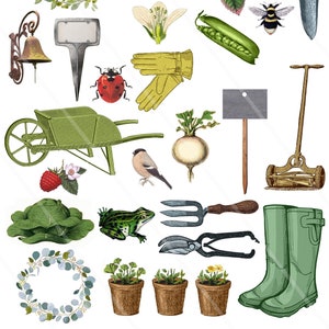 Images digitales jardin potager printemps clipart image scrapbooking images jpeg, images png, images à imprimer