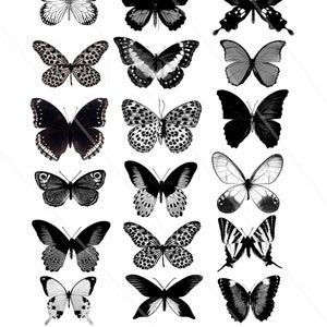 Black Butterflies clip art Digital Collage Sheet vintage butterfly wings JPEG and PNG - butterfly Digital Scrapbook Paper downloads