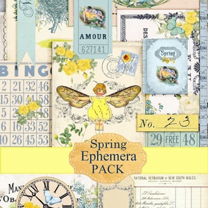 Pacchetto effimero di diario di primavera Junk Journal – Download digitale stampabile di fiori e farfalle | Kit effimero primaverile istantaneo