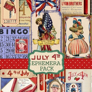 Vintage Memorial Day & 4th of July Ephemera Kit – Printable Patriotic Paper Pack | Independence Day Digital Download
