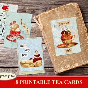 images digitales cartes Tasse de thé vintage scrapbooking junk journal spot journal journaling cartes vintage à imprimer