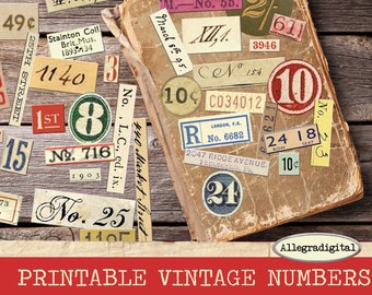 Vintage Number Labels, Junk Journal, Tags, Random Numbers, Embellishment, Ephemera, Ticket, Digital Printable, Vintage Ephemera,Small Label