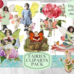 Images digitales enfants papillons clipart enfants papillons vintage images svrapbooking junk journal journaling ephemera Scan N Cut