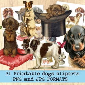 Junk Journal Kit, Fussy Cut, Dogs Animals, victorian dogs Ephemera, Printable, Cricut, Scan N Cut, Vintage dogs clip art Digital Download