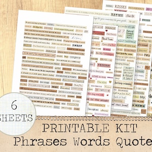 Printable Phrases words quotes kit Digital Collage Sheet inspirational words motavional phrases scrapbook paper journaling clipart words