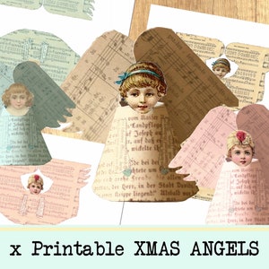 Anges en papier à imprimer 12 anges 3D décoration Noël anges vintage