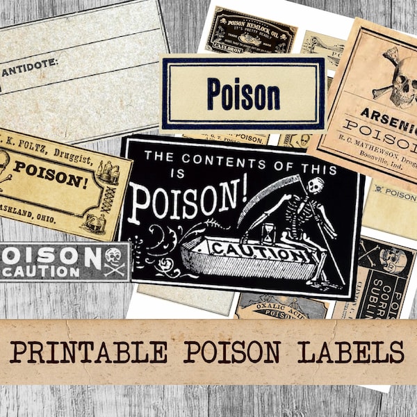 Poison Apothecary Labels printable printable crafting digital graphics instant download digital collage sheet steampunk labels