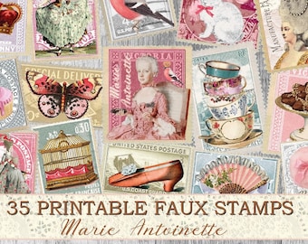 Carimbos imprimíveis de Maria Antonieta, materiais para diário de arte com elementos vintage de Versalhes, itens vintage franceses, pequenos itens digitais da Allegradigital